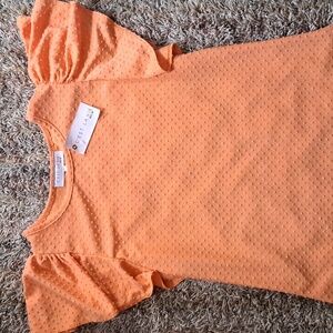 SALE-C'est La Vie Orange Flutter Sleeve Blouse